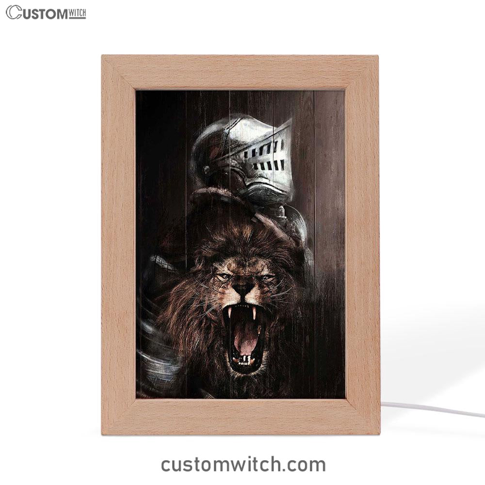 The Lion Of Judah Warrior Of Christ Frame Lamp Art - Christian Art - Bible Verse Art - Religious Home Decor
