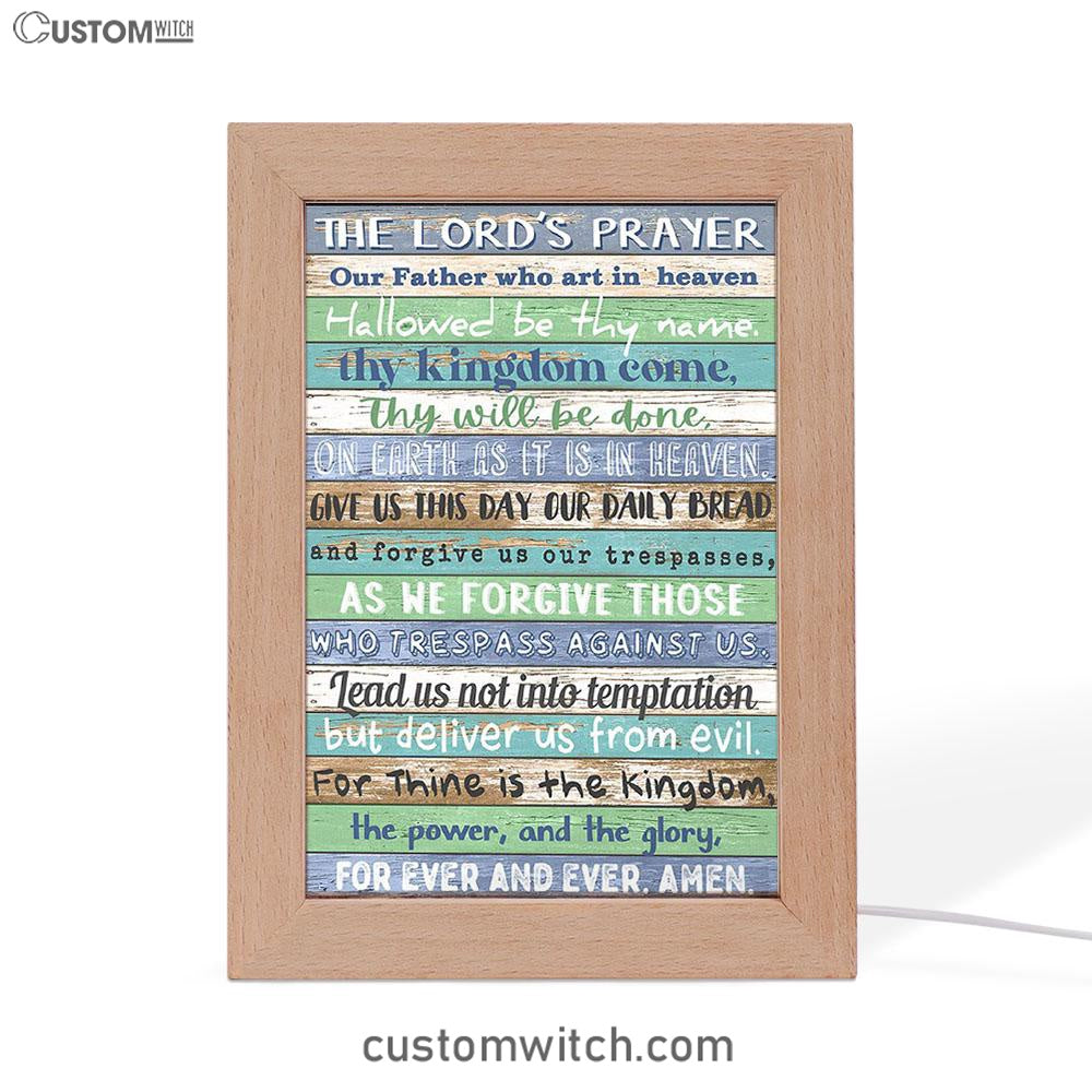 The Lords Prayer Frame Lamp Art - Rustic Religious Decor - Christian Night Light Decor