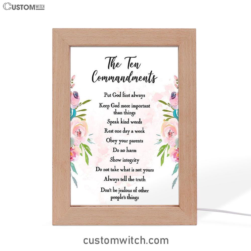 The Ten Commandments Frame Lamp Art - Girls Decor, Kids Bedroom Decor, Kids Art - Gift For Girls Room, Nursery