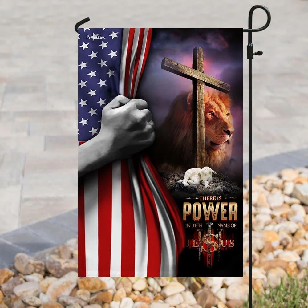 There Is Power In The Name Of Jesus House Flags, Christian Flag, Scripture Flag, Garden Banner