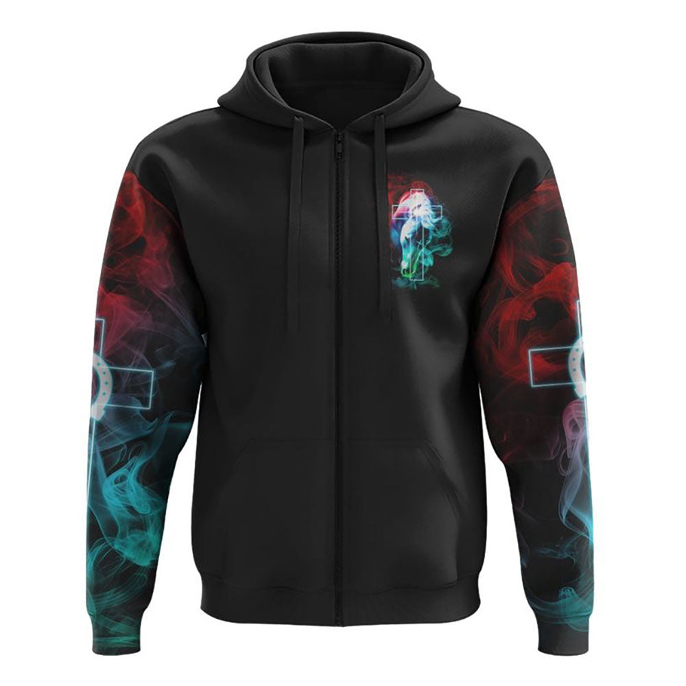 This Girl Runs On Jesus And Horse Colorful Smoke All Over Print 3D Hoodie, Christian Hoodie, Christian Sweatshirt, Bible Verse Shirt