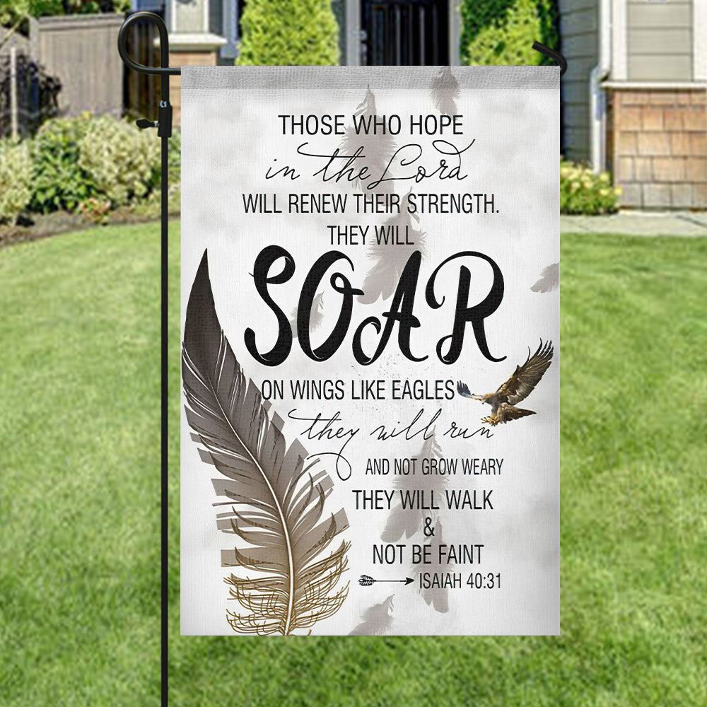 Those Who Hope In The Lord Flag, Christian's Flag, Garden Decor, Garden Flag Stand, Christian Flag, Scripture Flag, Garden Banner