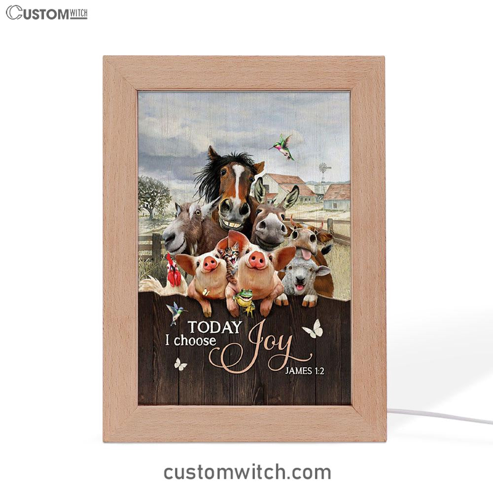 Today I Choose Joy Animal Hummingbird Frame Lamp Art - Christian Night Light - Bible Verse Wooden Lamp