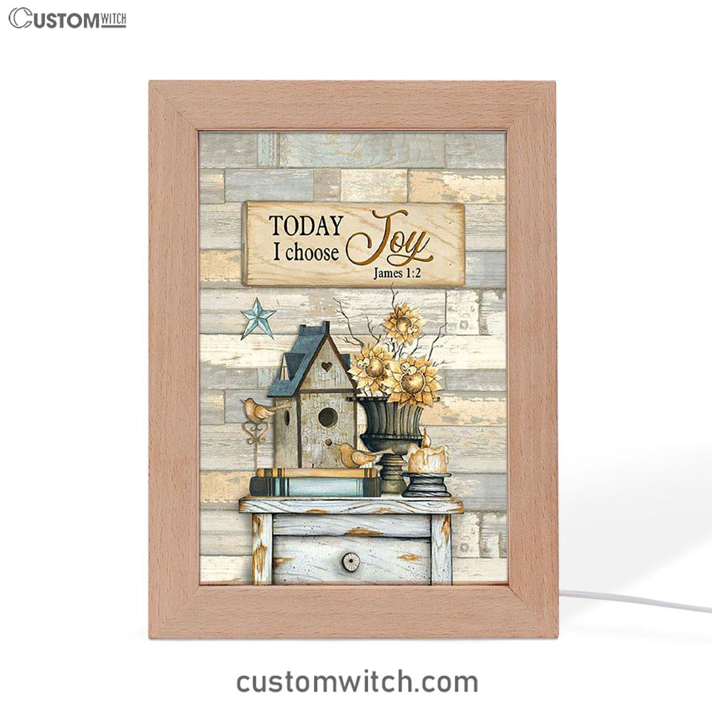 Today I Choose Joy Birdhouse Sunflower Vase Frame Lamp Art - Bible Verse Wooden Lamp - Inspirational Art - Christian Home Decor