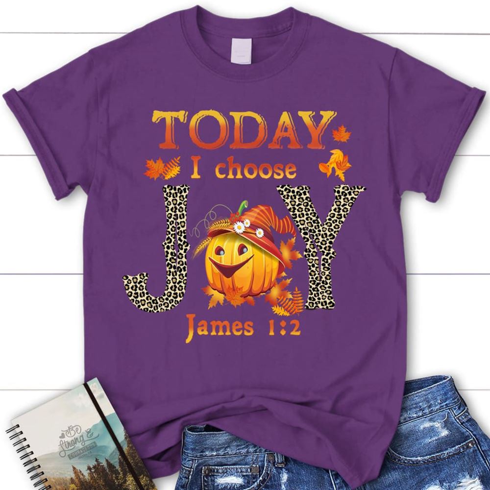 Today I Choose Joy James 12 Pumpkin Christian T Shirt - Autumn Thanksgiving Gifts, Blessed T Shirt, Bible T shirt, T shirt Women