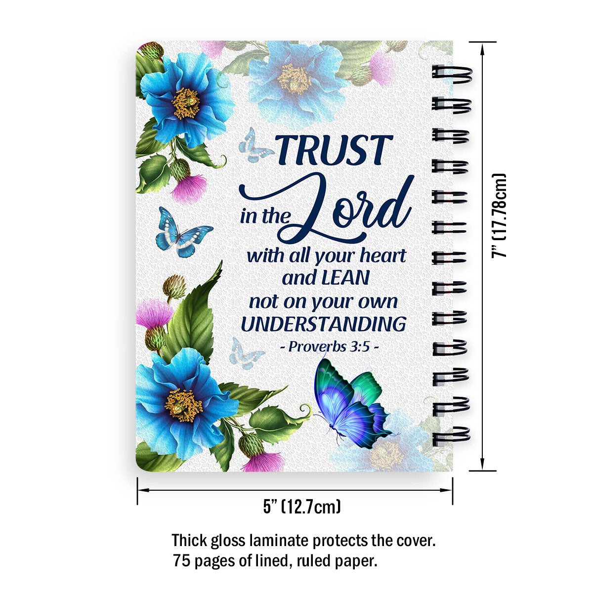 Trust In The Lord With All Your Heart Proverbs 35 Gift For Religious Woman Personalized Spiral Journal