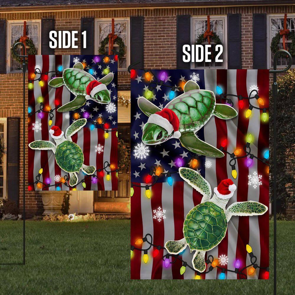 Turtle Christmas Flag Merry Christmas Flag, Christmas Garden Flag, Home Decor Accessories, Christmas Outdoor Decor Ideas