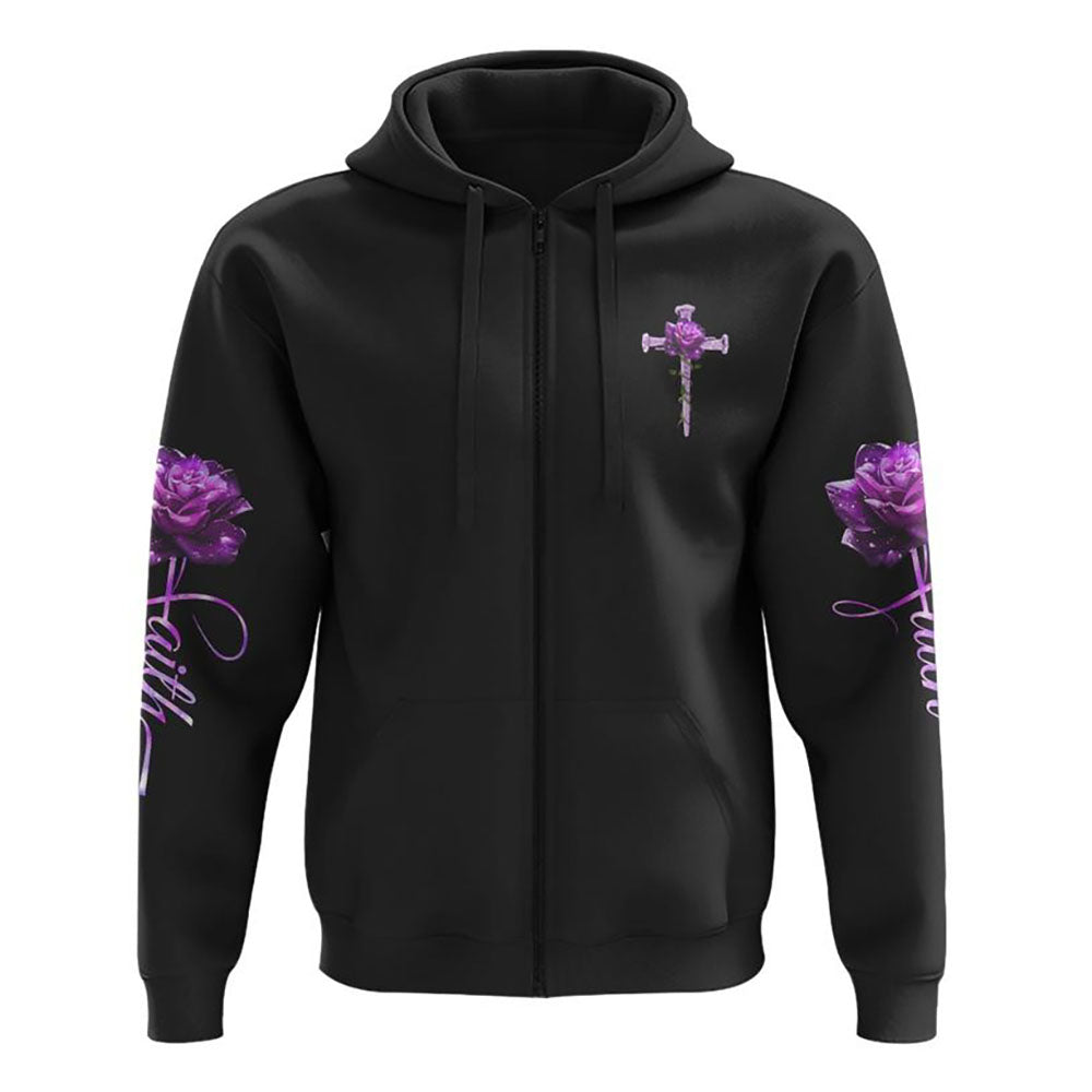Vintage Cross Purple Rose Smoke Cross All Over Print 3D Hoodie, Christian Hoodie, Christian Sweatshirt, Bible Verse Shirt