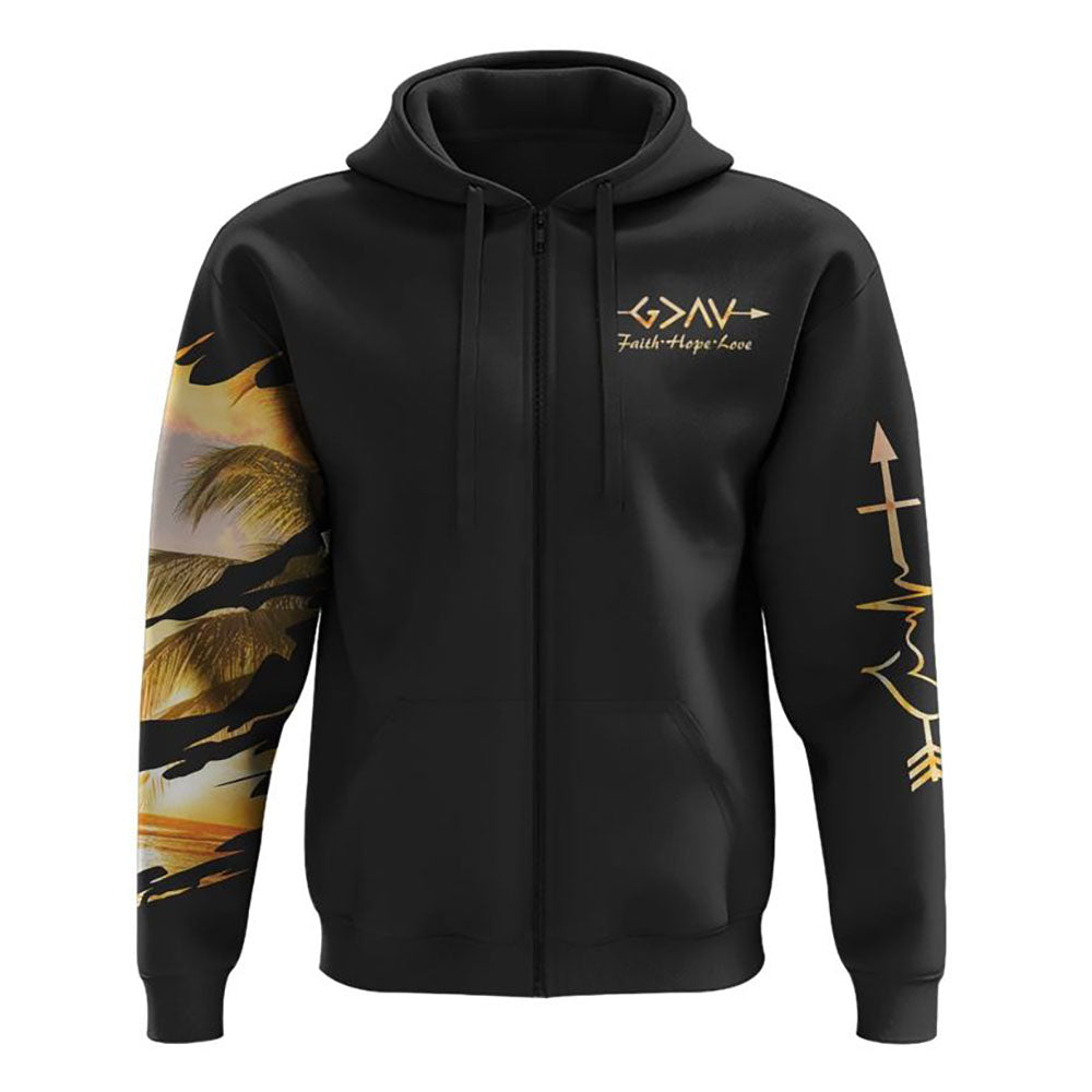 Vintage Faith Over Fear Sunset All Over Print 3D Hoodie, Christian Hoodie, Christian Sweatshirt, Bible Verse Shirt