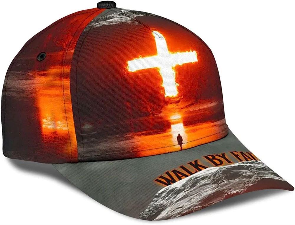 Walk By Faith Cross All Over Print Baseball Cap, God Cap, Gift Ideas For Male