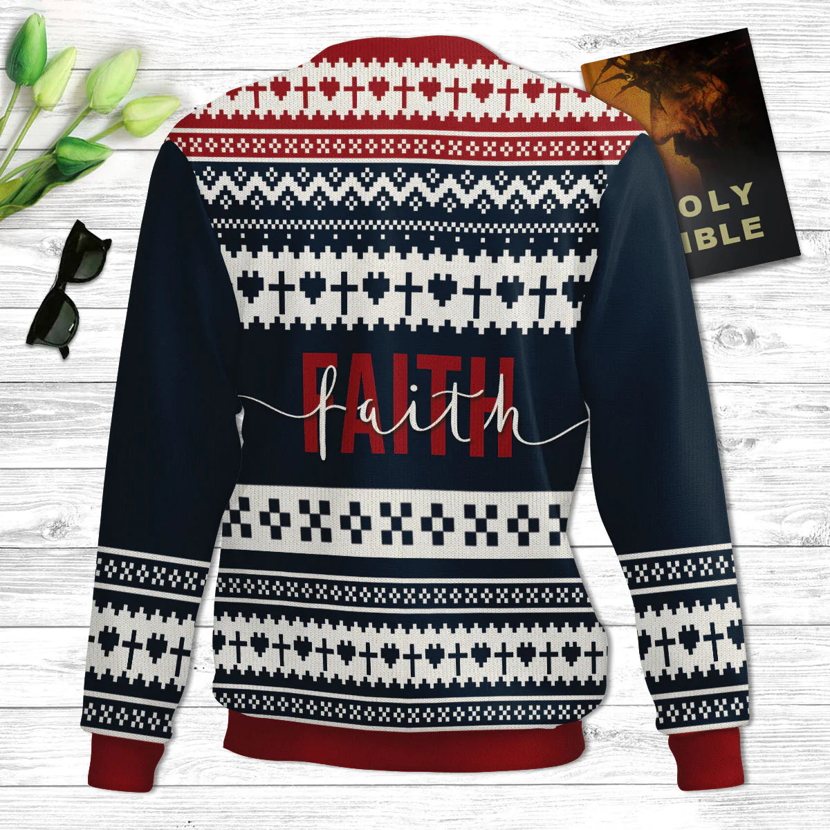 Walk By Faith Ugly Christmas Sweater - Not By Sight 2 Corinthians 57 Ugly Christmas Sweater - Christian Unisex Sweater - Religious Christmas Gift