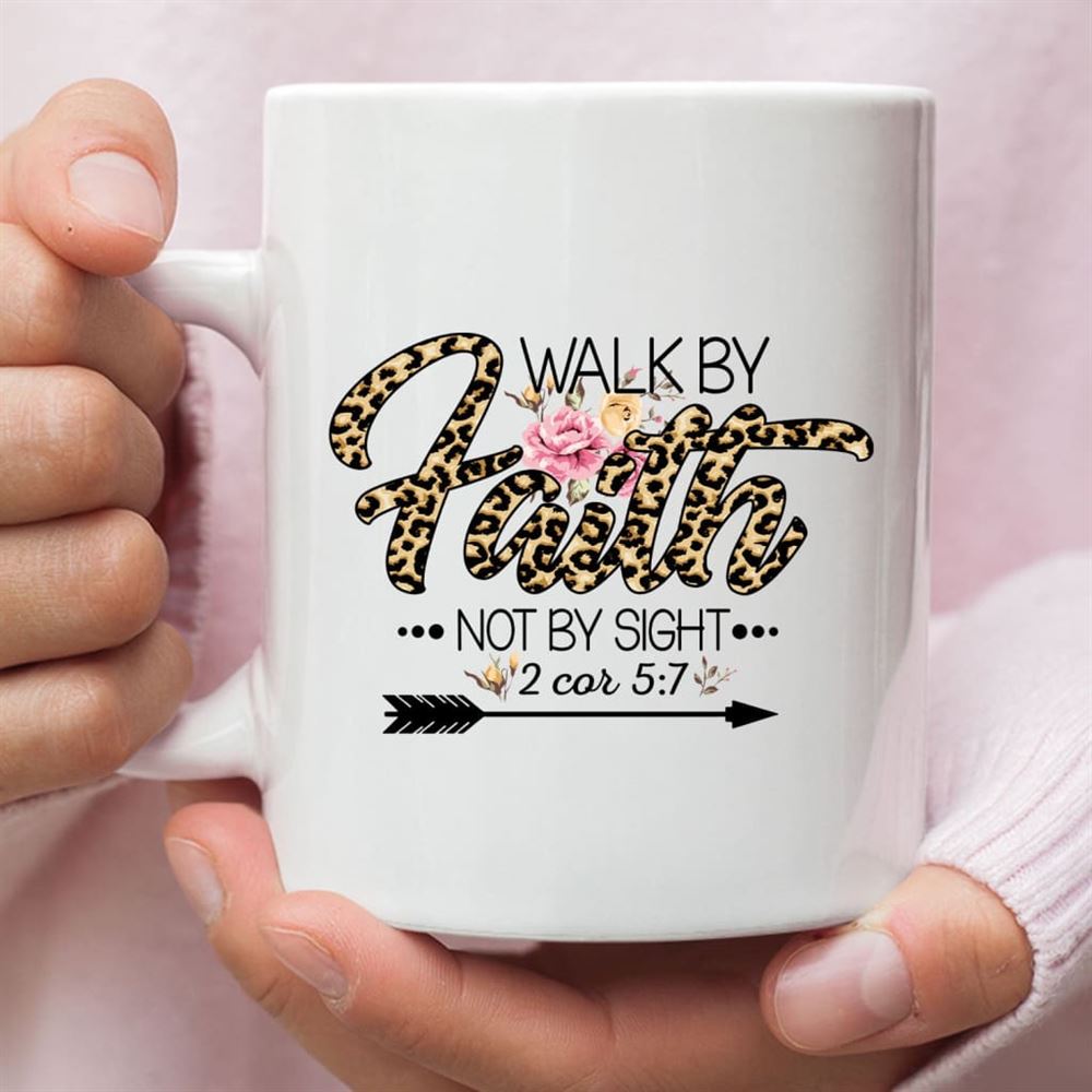 Walk By Faith Not By Sight, Leopard Bible Verse Mug, Christian Mug, Bible Mug, Faith Gift, Encouragement Gift