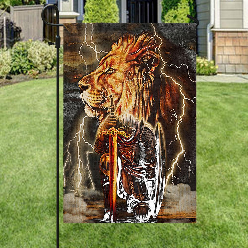 Warrior And Lion Flag, Christian's Flag, Garden Decor, Garden Flag Stand, Christian Flag, Scripture Flag, Garden Banner
