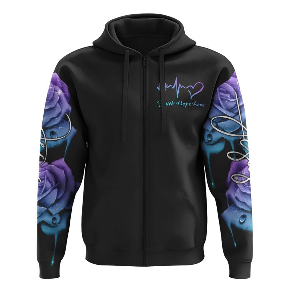 Watercolor Jesus Rose All Over Print 3D Hoodie, Christian Hoodie, Christian Sweatshirt, Bible Verse Shirt