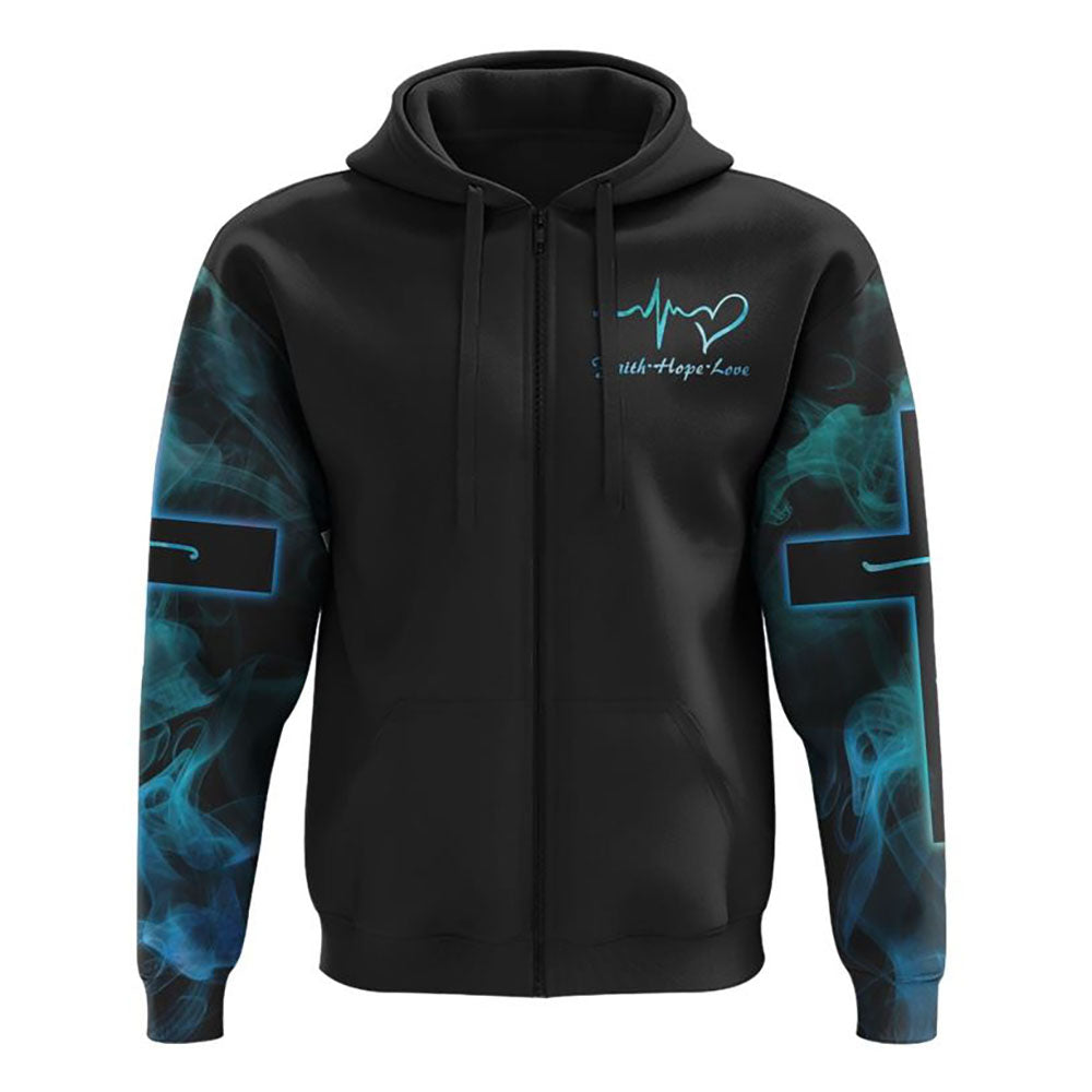 Way Maker Miracle Worker Blue Lion Cross All Over Print 3D Hoodie, Christian Hoodie, Christian Sweatshirt, Bible Verse Shirt