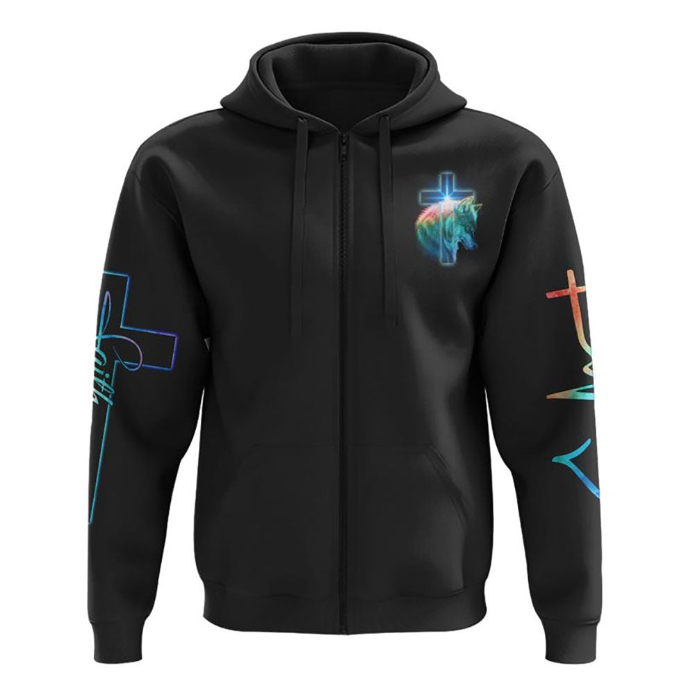 Way Maker Miracle Worker Cross Wolf All Over Print 3D Hoodie, Christian Hoodie, Christian Sweatshirt, Bible Verse Shirt