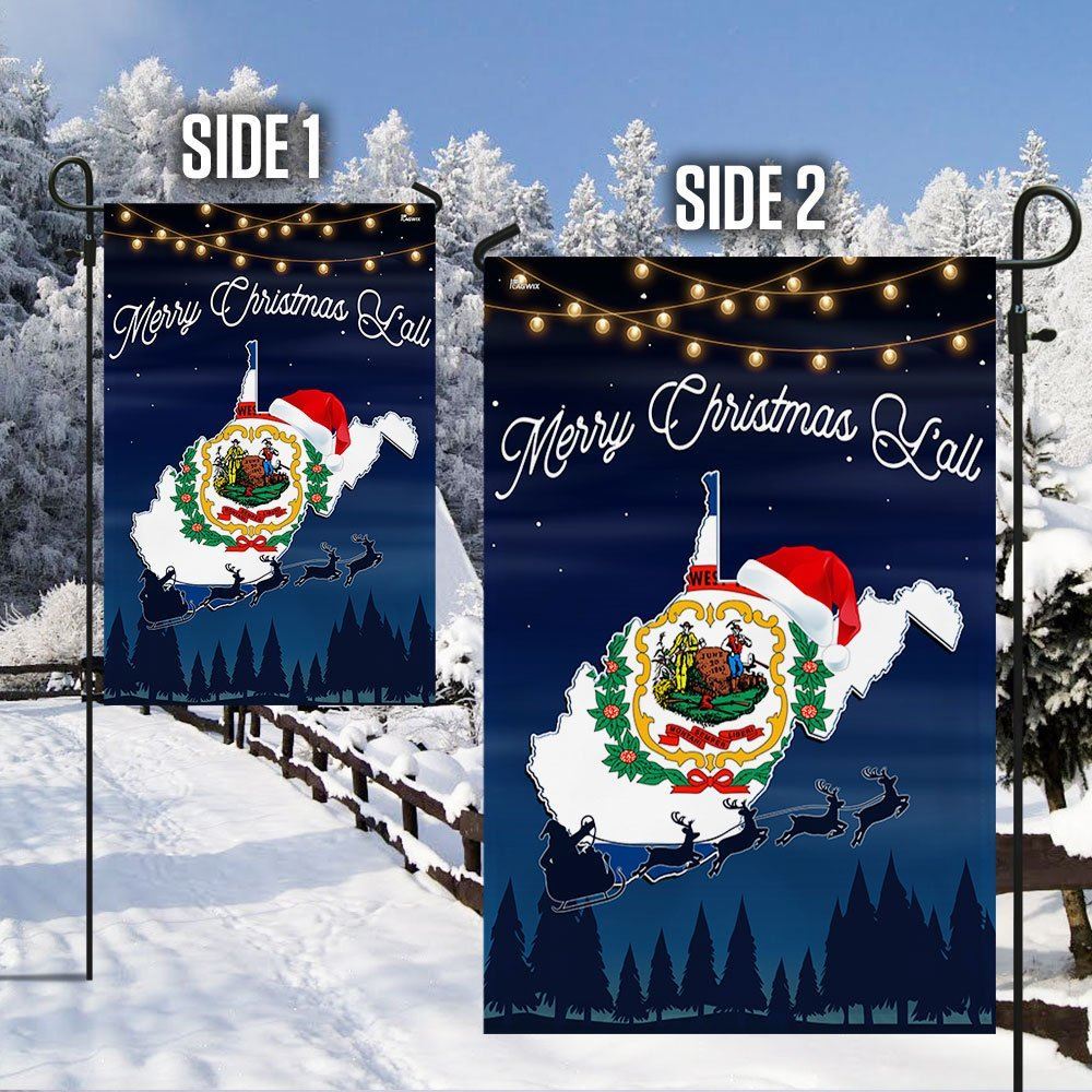 West Virginia State Merry Christmas Y'all Flag, Christmas Garden Flag, Home Decor Accessories, Christmas Outdoor Decor Ideas