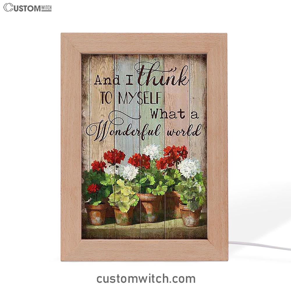 What A Wonderful World Red And White Flower Frame Lamp Art - Christian Art - Bible Verse Art - Religious Home Decor