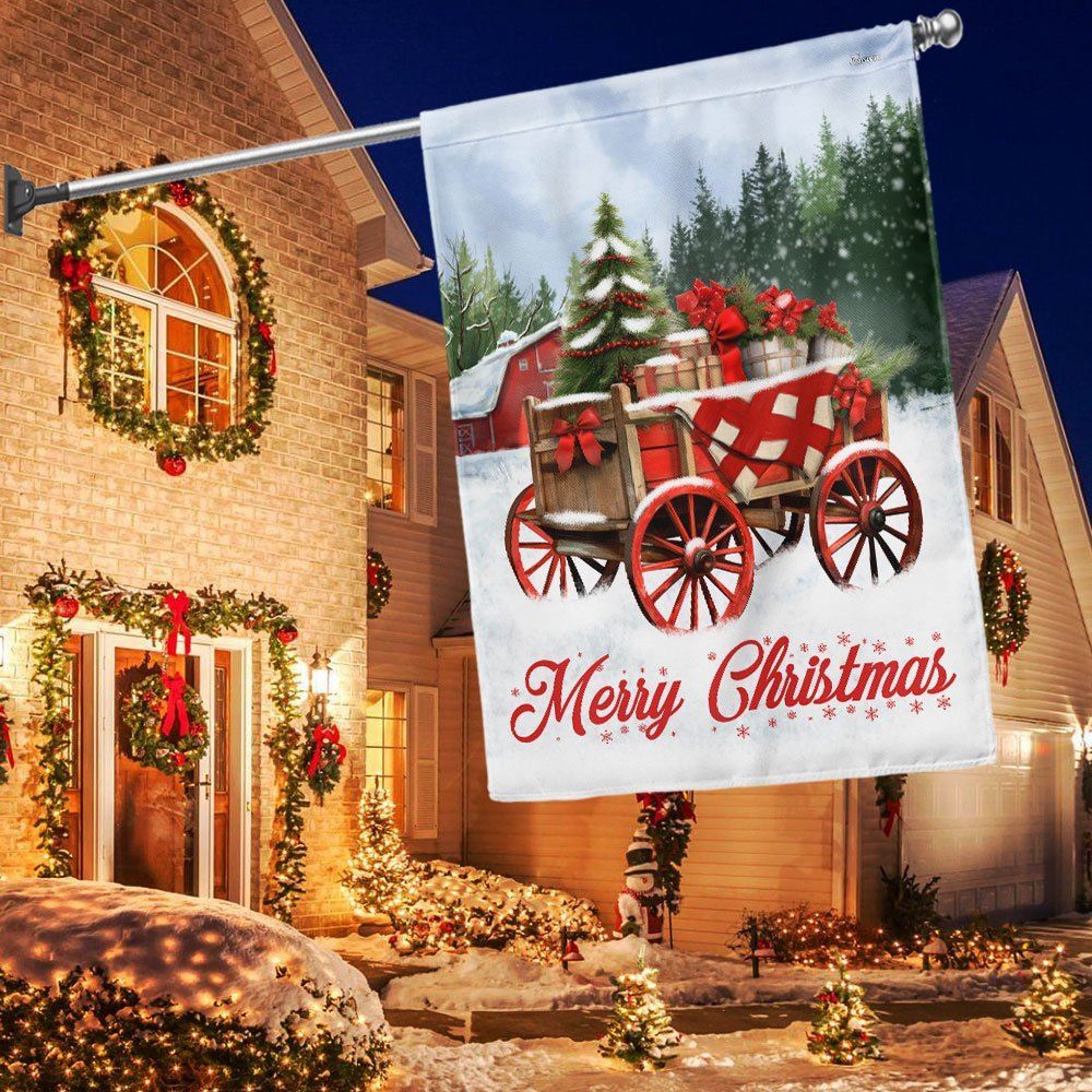 Winter Wagon Christmas Flag, Christmas Garden Flag, Home Decor Accessories, Christmas Outdoor Decor Ideas