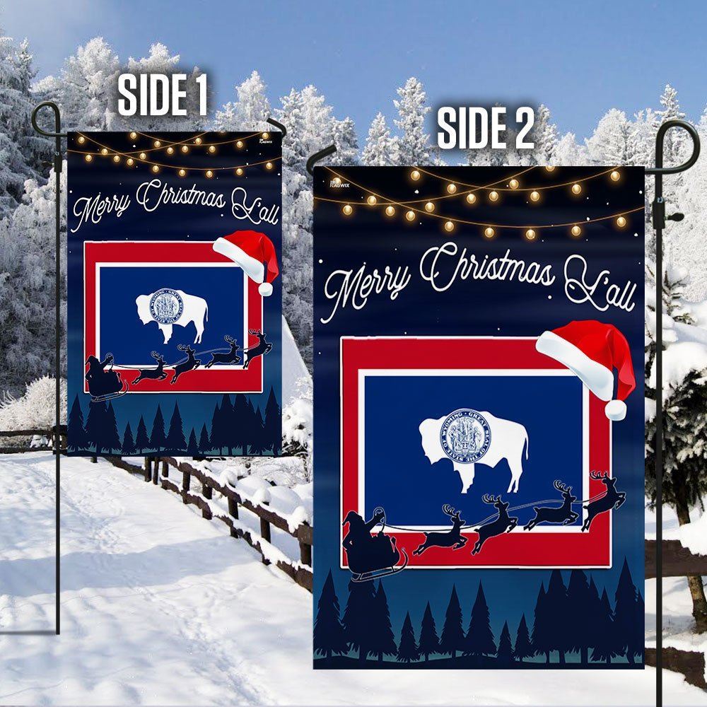 Wyoming State Merry Christmas Y'all Flag, Christmas Garden Flag, Home Decor Accessories, Christmas Outdoor Decor Ideas