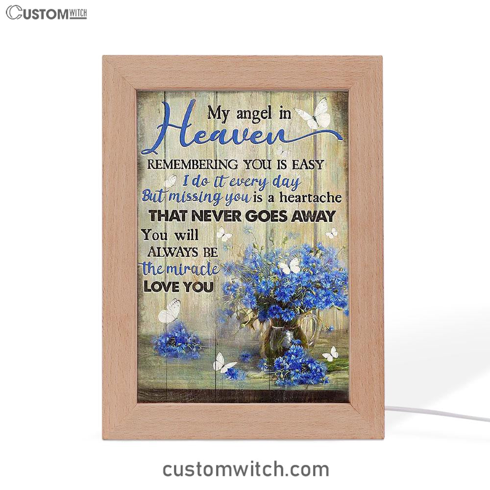 You Will Always Be The Miracle Frame Lamp - Blue Flower Glass Vase Butterfly Frame Lamp Art - Christian Art - Bible Verse Art - Religious Home Decor