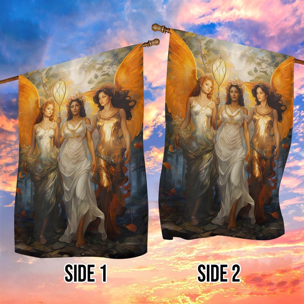 Yuletide Mystique The Angelic Trio Flag, Christmas Angel Garden Flag, Christmas Outdoor Decor Ideas