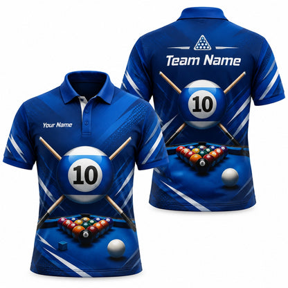 10 Ball Crossed Cues Sport Personalized Billiard Polo Shirt