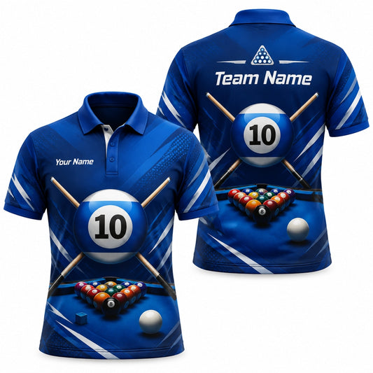 10 Ball Crossed Cues Sport Personalized Billiard Polo Shirt
