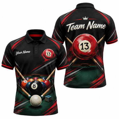 13 Ball Billiards Sport Custom Billiard Polo Shirt