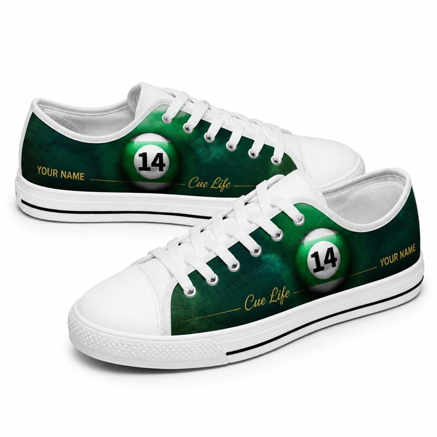 14 Ball Cue Life Custom Low Top Shoes