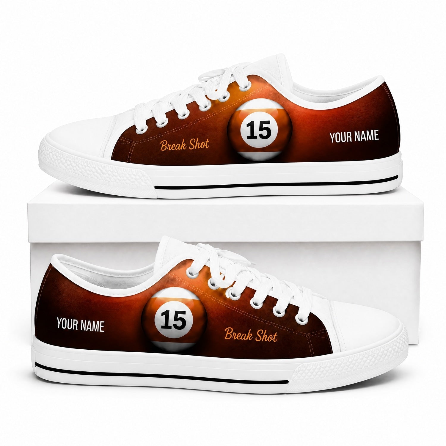 15 Ball Break Shot Retro Custom Low Top Shoes Box White