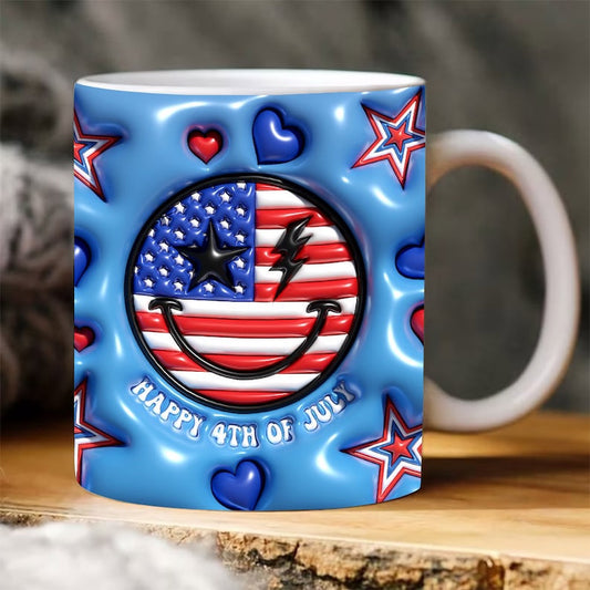 3D American Flag Inflated Mug, 3D Coffee Mug, Cute 3D Inflated Mug, Birthday Gift, Christimas Gift