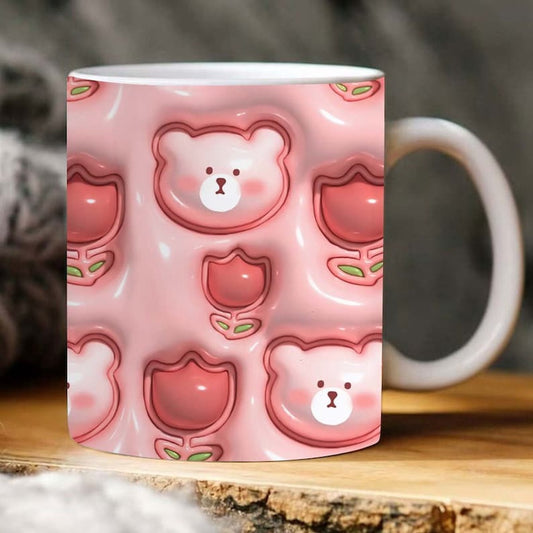 3D Baby Bear Inflated Mug 3D Pink Puffy Mug, 3D Coffee Mug, Cute 3D Inflated Mug, Birthday Gift, Christimas Gift