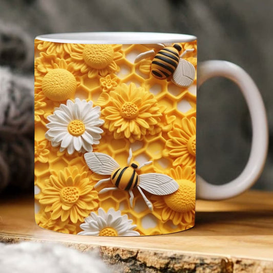 3D Bee Mug, 3D Coffee Mug, Cute 3D Inflated Mug, Birthday Gift, Christimas Gift