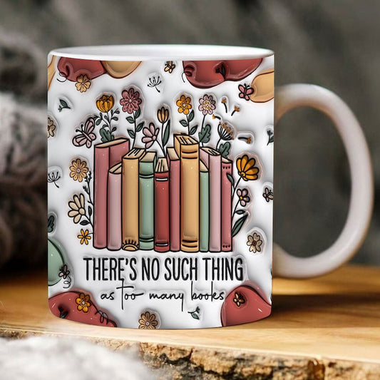 3D Book Lover Inflated Mug, 3D Coffee Mug, Cute 3D Inflated Mug, Birthday Gift, Christimas Gift