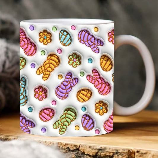 3D Cafecito Y Chisme Easter Inflated Mug, 3D Coffee Mug, Cute 3D Inflated Mug, Birthday Gift, Christimas Gift