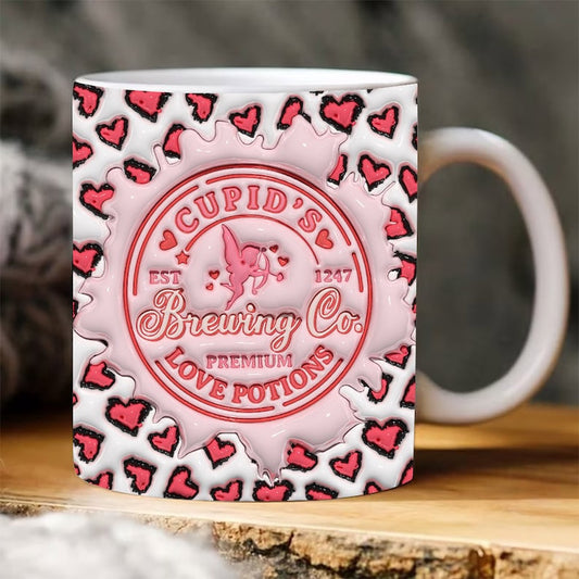 3D Cupid'S Brewing Co Love Potion Inflated Mug, 3D Coffee Mug, Cute 3D Inflated Mug, Birthday Gift, Christimas Gift