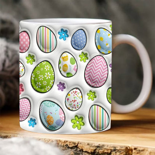 3D Easter Eggs Inflated Mug, 3D Coffee Mug, Cute 3D Inflated Mug, Birthday Gift, Christimas Gift