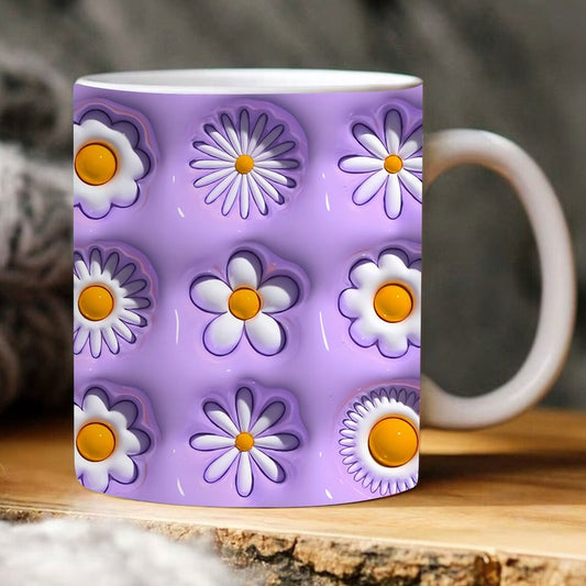 3D Floral Puffy Mug, 3D Coffee Mug, Cute 3D Inflated Mug, Birthday Gift, Christimas Gift