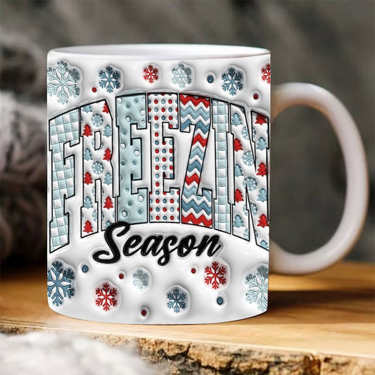 3D Freezin Season Inflated Mug, 3D Coffee Mug, Cute 3D Inflated Mug, Birthday Gift, Christimas Gift