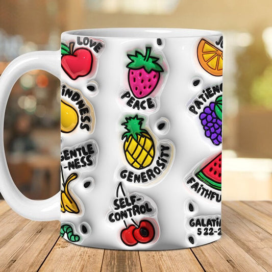 3D Fruit Of The Spirit Inflated Mug, 3D Coffee Mug, Cute 3D Inflated Mug, Birthday Gift, Christimas Gift