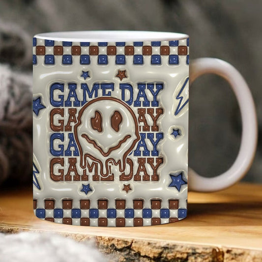 3D Game Day Inflated Mug, 3D Puffy Game Day Mug, 3D Coffee Mug, Cute 3D Inflated Mug, Birthday Gift, Christimas Gift