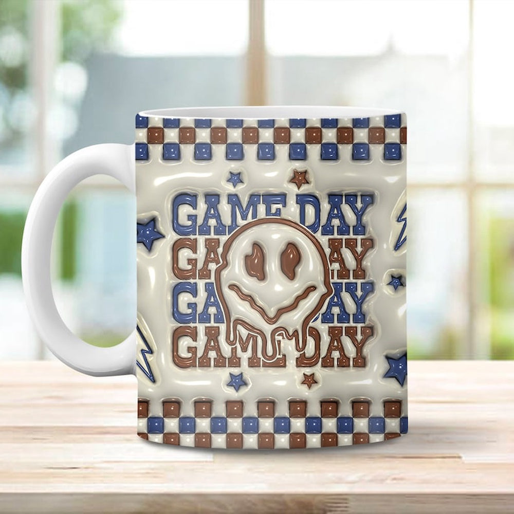 3D Game Day Inflated Mug, 3D Puffy Game Day Mug, 3D Coffee Mug, Cute 3D Inflated Mug, Birthday Gift, Christimas Gift