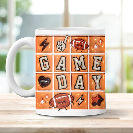 3D Game Day Inflated Mug, Football Mug, 3D Coffee Mug, Cute 3D Inflated Mug, Birthday Gift, Christimas Gift