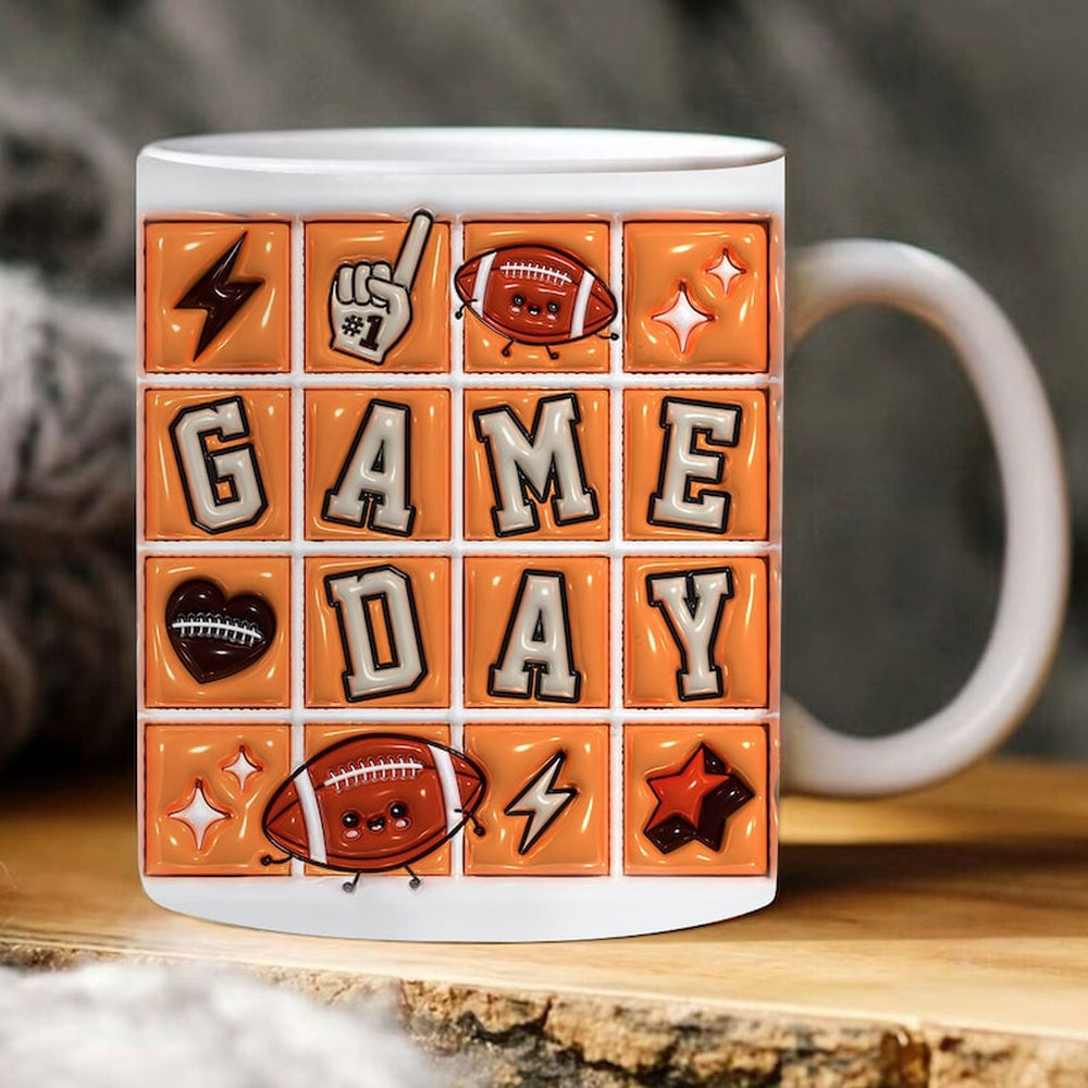 3D Game Day Inflated Mug, Football Mug, 3D Coffee Mug, Cute 3D Inflated Mug, Birthday Gift, Christimas Gift