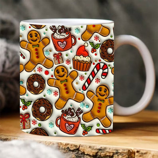3D Gingerbread Man Donut Inflated Mug, 3D Coffee Mug, Cute 3D Inflated Mug, Birthday Gift, Christimas Gift