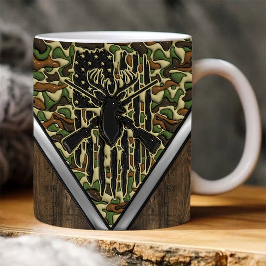 3D Hunting Inflated Mug Wrap, 3D Coffee Mug, Cute 3D Inflated Mug, Birthday Gift, Christimas Gift