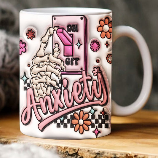 3D Inflated Anxiety Off Mug, 3D Coffee Mug, Cute 3D Inflated Mug, Birthday Gift, Christimas Gift