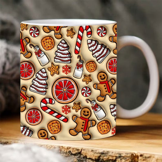 3D Inflated Gingerbread Mug, 3D Coffee Mug, Cute 3D Inflated Mug, Birthday Gift, Christimas Gift