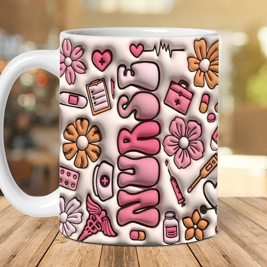 3D Inflated Nurse Mug, 3D Coffee Mug, Cute 3D Inflated Mug, Birthday Gift, Christimas Gift